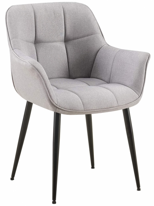 Židle s područkami Roseville - látka, nohy černý kov - Šedá