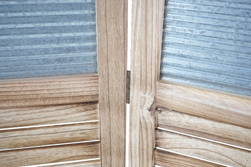 Paraván Shabby vintage D27 plech / dřevo  ~ 170 x 160 cm - Hnědá