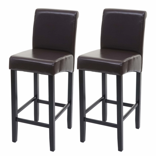 Barová židle Lance (SET 2 ks) ~ dřevěné nohy tmavé - Hnědá