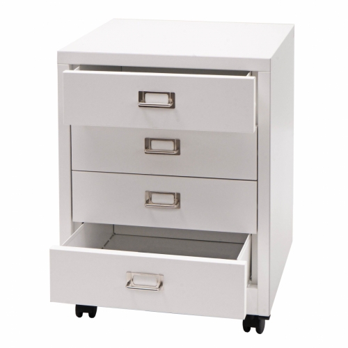 Zásuvková skříňka HWC-L49, kov 55x40x41cm 4 zásuvky - bílá