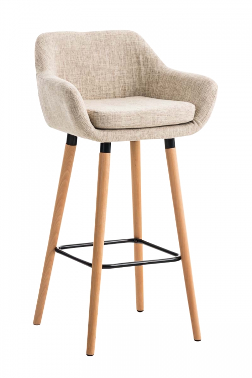 Barová židle Grant ~ látka, dřevěné nohy natura