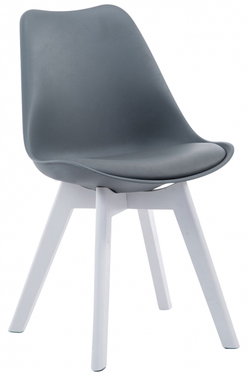 Židle Borne V2 plast / koženka, dřevené nohy bílá
