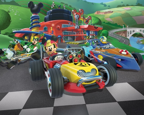 3D tapeta pro děti Walltastic - Mickey Racers 305 x 244 cm