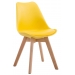 Židle Borne V2 plast / koženka, dřevené nohy natura