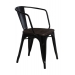 Kovová židle Paris s područkami a dřevěným sedákem, borovice kartáč