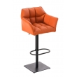 Barová židle Damas B1 ~ koženka, černý rám - Oranžová