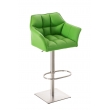 Barová židle Damas  E1 ~ koženka, nerezový rám - Zelená