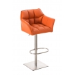 Barová židle Damas  E1 ~ koženka, nerezový rám - Oranžová