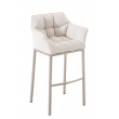 Barová židle Damas E4 ~ látka, nerezový rám - Bílá