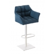 Barová židle Damas W1 ~ látka, bílý rám - Modrá