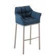 Barová židle Damas E4 ~ látka, nerezový rám - Modrá
