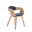 Židle King látka, dřevěné nohy natura - Modrá
