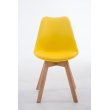 Židle Borne V2 plast / koženka, dřevené nohy natura - Žlutá