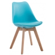 Židle Borne V2 plast / koženka, dřevené nohy natura - Modrá