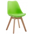 Židle Borne V2 plast / koženka, dřevené nohy natura - Zelená