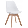 Židle Borne V2 plast / koženka, dřevené nohy natura - Bílá