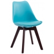 Židle Borne V2 ~ plast / koženka, dřevené nohy ořech - Modrá