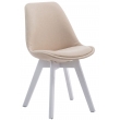 Židle Borne V2 látka, dřevené nohy bílé - Krémová