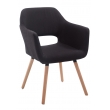 Jídelní židle Auckland látka, dřevěné nohy natura - Černá