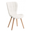 Židle Elda  ~ koženka, dřevěné nohy natura - Bílá