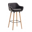 Barová židle Grant ~ koženka, dřevěné nohy natura - Hnědá