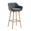 Barová židle Grant ~ koženka, dřevěné nohy natura - Šedá