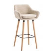 Barová židle Grant ~ látka, dřevěné nohy natura - Krémová