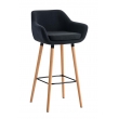 Barová židle Grant ~ látka, dřevěné nohy natura - Černá