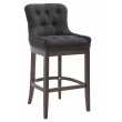 Barová židle Buckingham látka, dřevěné nohy tmavá antik - Černá
