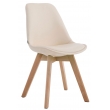 Židle Manado ~ koženka, dřevené nohy natura - Krémová