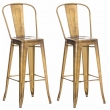 Kovová barová židle v industriálním stylu Aiden (SET 2 ks) - Zlatá