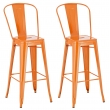 Kovová barová židle v industriálním stylu Aiden (SET 2 ks) - Oranžová