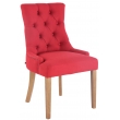 Jídelní židle Aberdeen ~ látka, dřevěné nohy antik světlé - Červená