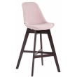Barová židle Cannes ~ samet, dřevěné nohy cappuccino  - Ružová