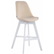 Barová židle Cannes ~ samet, dřevěné nohy bílé - Krémová