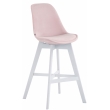 Barová židle Cannes ~ samet, dřevěné nohy bílé - Ružová