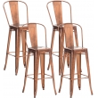 Kovová barová židle v industriálním stylu Aiden (SET 4 ks) - Měď