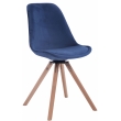 Otočná židle Troyes ~ samet, dřevěné nohy natura - Modrá