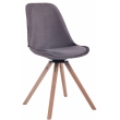 Otočná židle Troyes ~ samet, dřevěné nohy natura - Tmavě šedá