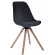 Otočná židle Troyes ~ samet, dřevěné nohy natura - Černá