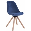 Otočná židle Troyes ~ samet, dřevěné nohy hranaté natura - Modrá