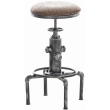 Kovová barová židle Lumo Vintage industriální - Antik stříbrná / hnědý sedák