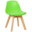 Dětská židle Lindi ~ plast, dřevěné nohy natura - Zelená