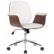 Kancelářská židle Kemberg ~ koženka, dřevo ořech - Bílá