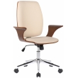 Kancelářská židle Burbank ~ koženka, dřevo ořech - Krémová