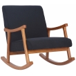 Houpací křeslo židle Morelia ~ látka, dřevěné nohy ořech - Černá