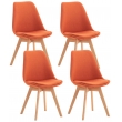 Židle Linares (SET 4 ks) ~ látka, dřevěné nohy natura - Oranžová