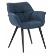 Židle s područkami Roseville ~ látka, nohy černý kov - Modrá