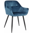 Jídelní židle Emia ~ samet, kovové nohy černé - Modrá