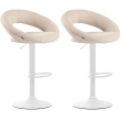 2x Barová židle Olinda - látka, bílý rám - krémová